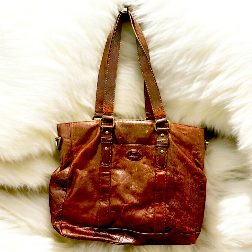 FOSSIL Work Tote Rare Vintage Genuine Leather Bag